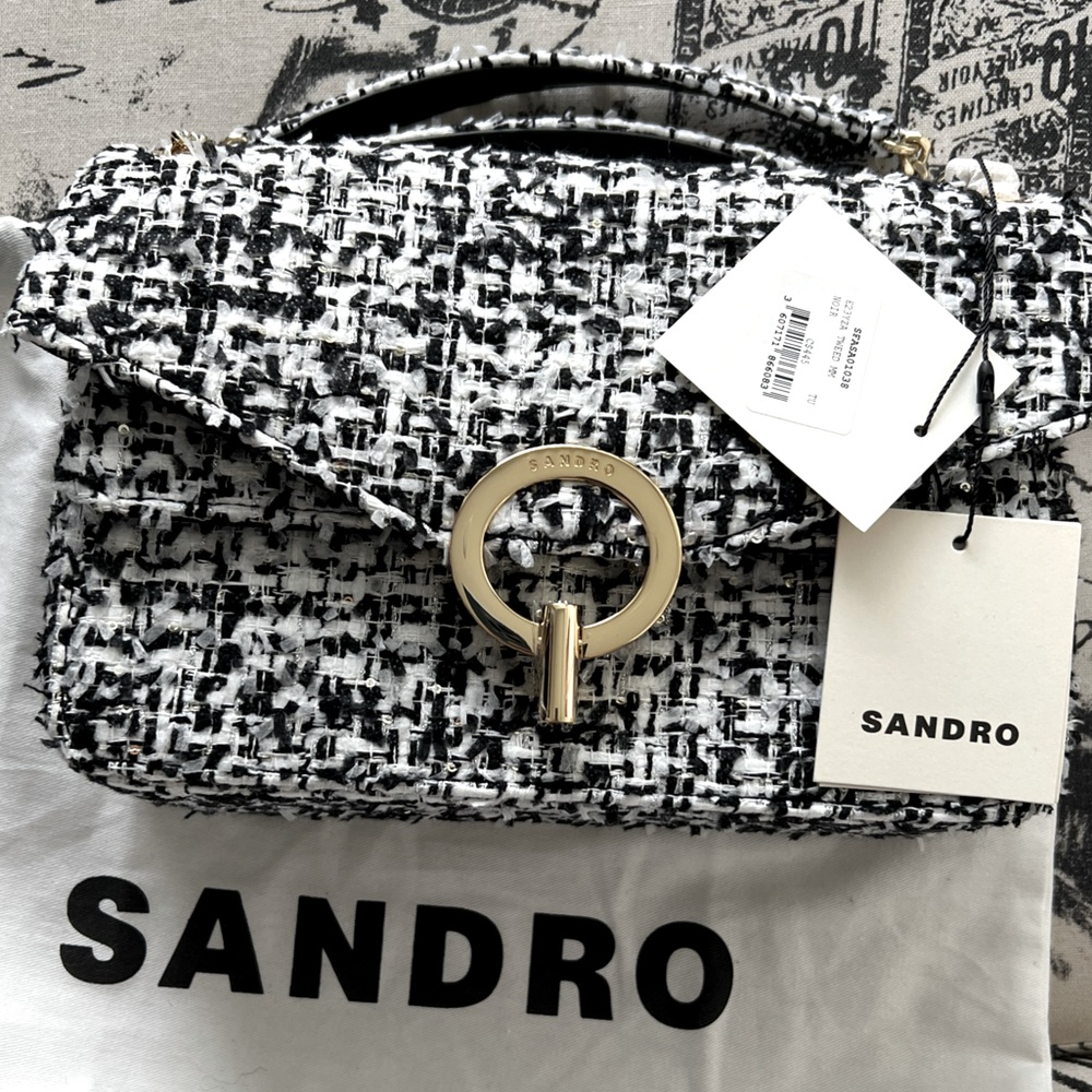 SOLD - Authentic- Sandro Double Flap Tweed Bag